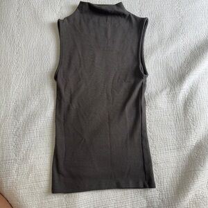 Zara Sleeveless Mock Neck Tank in Dark Brown